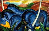 Blue Canvas Paintings - The Large Blue Horses